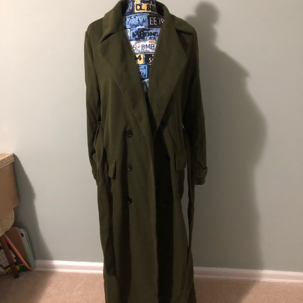Green Light Wool Floor Length Coat